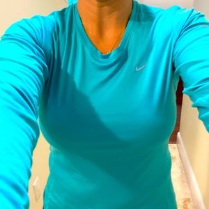 Aqua long sleeve dry fit Nike shirt Medium